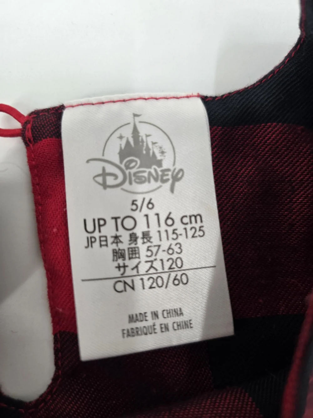 Disney Red and Black Buffalo Plaid Minnie Mouse Girls Nightgown Size 5/6